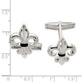 Sterling Silver Fleur De Lis w/Onyx Cuff Links